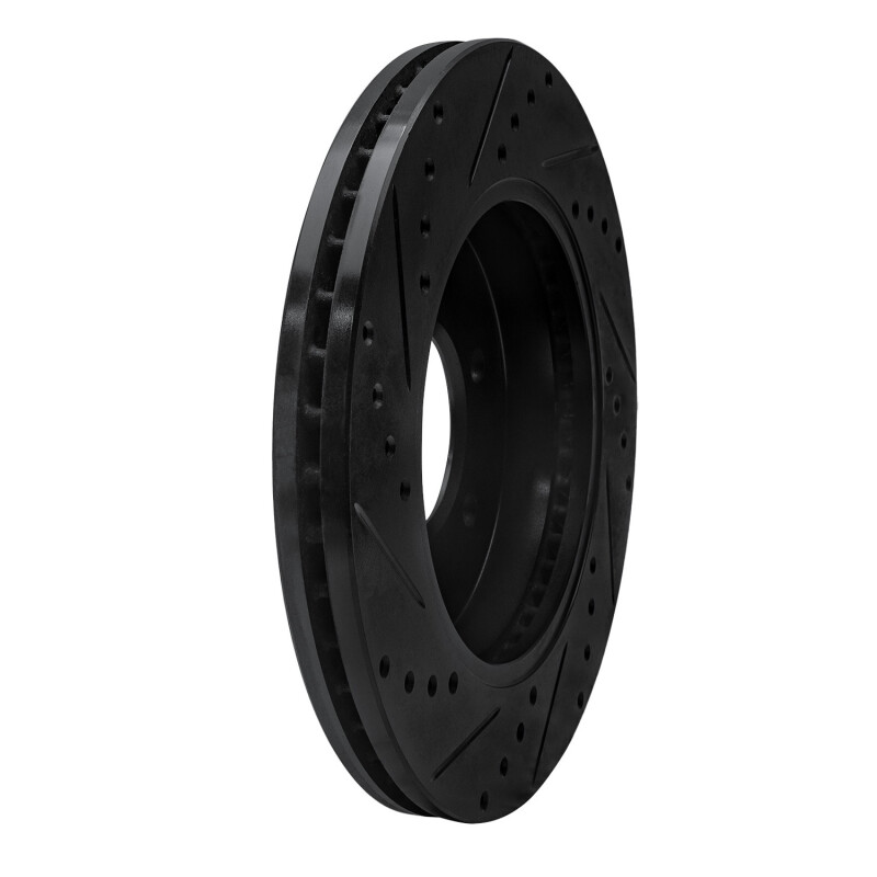 Ford E-350 Econoline Club Wagon Brake Rotor (1) - Rear Right - R1 Concepts - Drilled & Slotted - Black - `99-`07